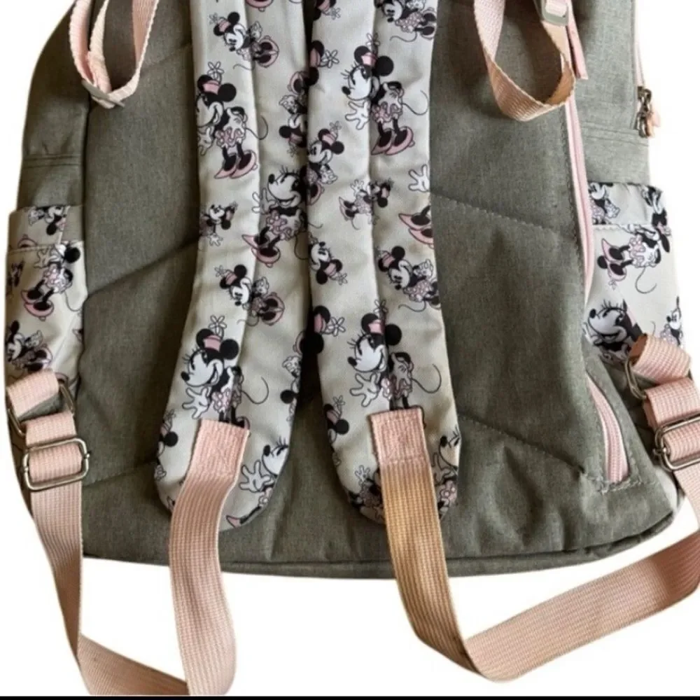 Disney Baby Minnie Mouse Multi-Pocket Diaper Bag Backpack-  Grey and Pink